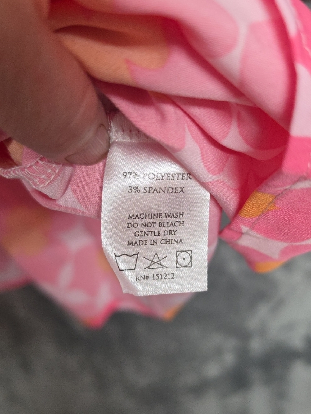 White House Black Market Pink & Orange Floral Smocked Peplum Blouse - Picture 4 of 7
